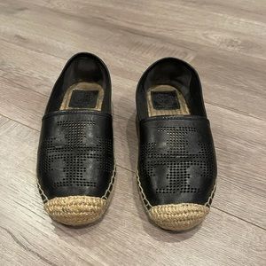 Tory Burch Black Leather Espadrilles